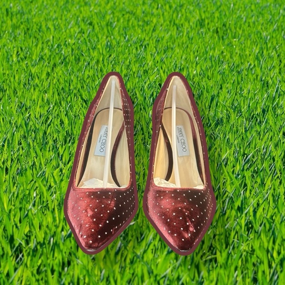 NWT Jimmy Choo ‘Romy 100’ Pumps in “Grape / Silver” Glitter Spotted Velvet Sz 41 - Picture 6 of 16